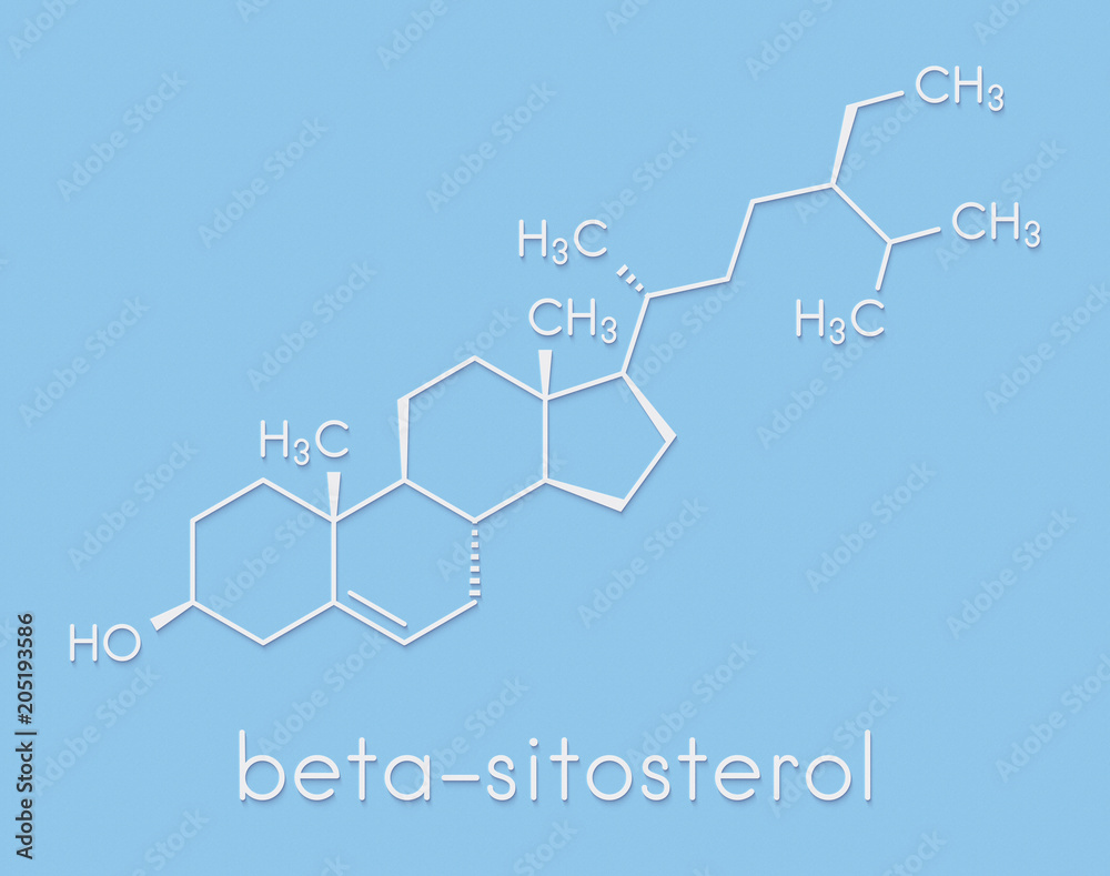 Beta-sitosterol phytosterol molecule. Investigated in treatment of ...