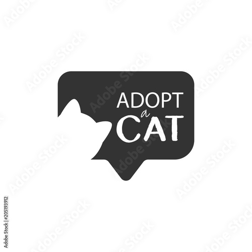 Adopt a cat logo. Cat head silhouette. Vector