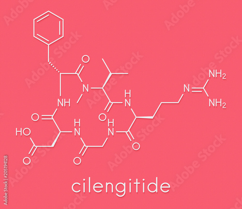 Cilengitide cancer drug molecule. Skeletal formula.