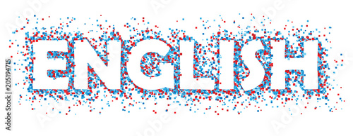 "ENGLISH" colourful squares banner