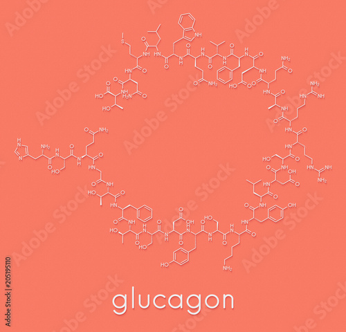 Glucagon hypoglycemia drug molecule. Skeletal formula. photo