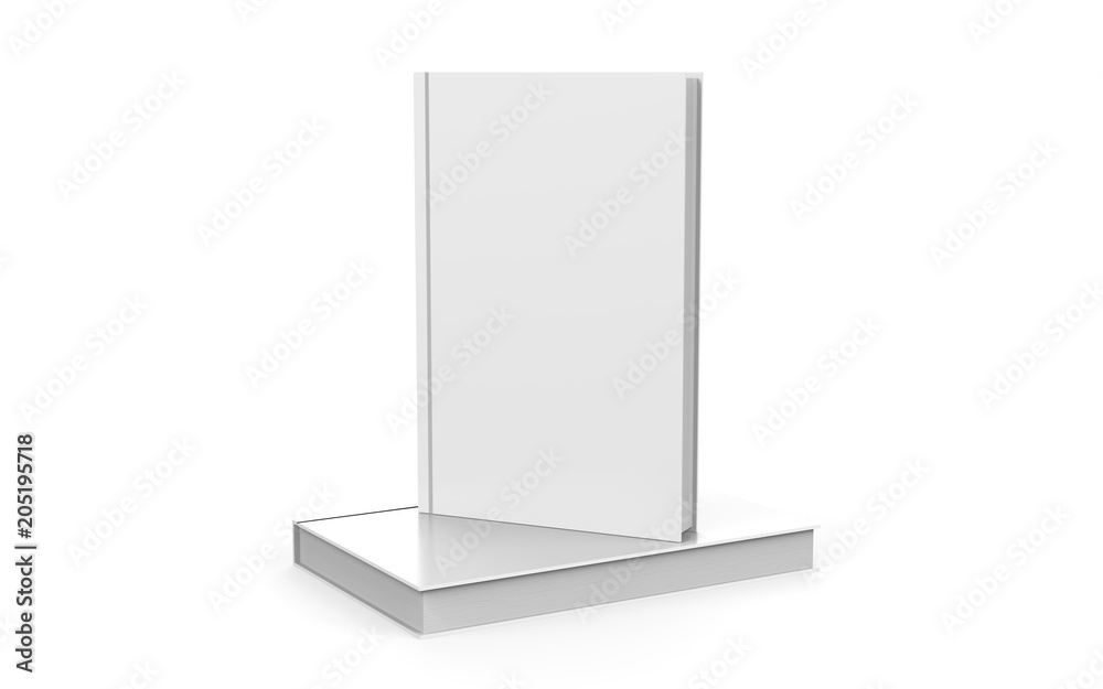 Hardcover book mock-up on isolated white background, 3d illustration Hardcover book mock-up on isolated white background, 3d illustration
