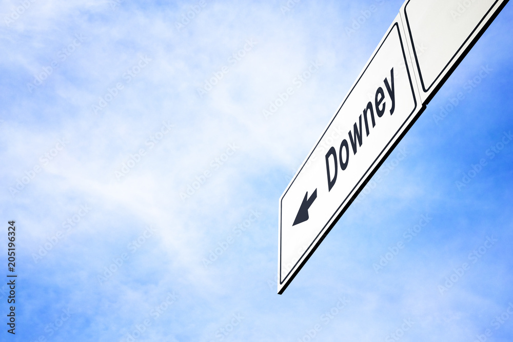 Signboard pointing towards Downey