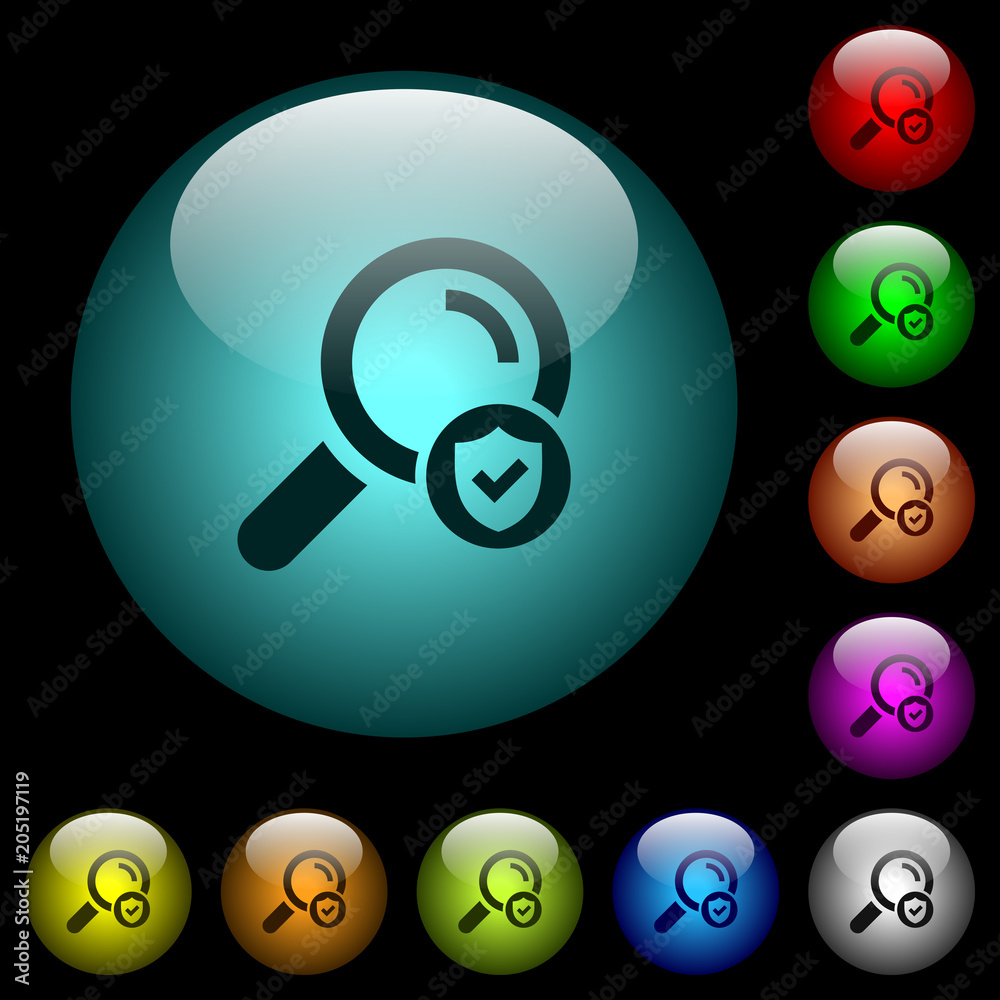 Safe search icons in color illuminated glass buttons Safe search icons in color illuminated glass buttons