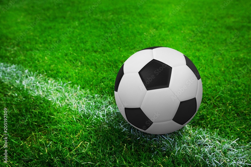 Soccer ball on marking line Soccer ball on marking line