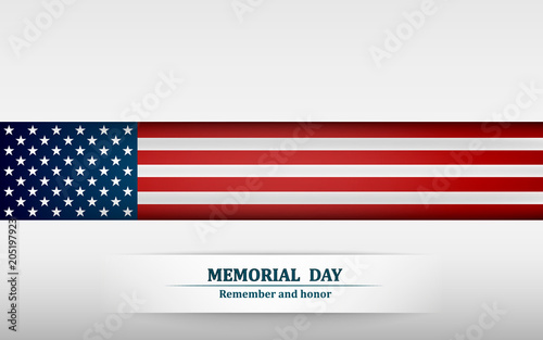 Banner for memorial day. American flag on gray background. Vector illustration photo