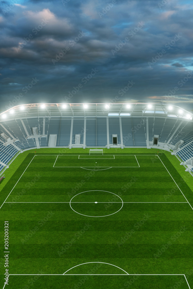 Ansicht Fußball Stadion aus der Höhe mit Himmel