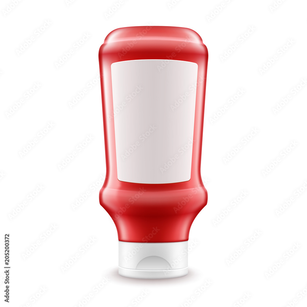 Vector Blank Plastic Red Tomato Ketchup Bottle for Branding with White  label Isolated on White Background Stock Vector | Adobe Stock