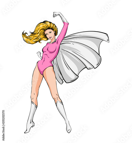 Vector blonde woman in pink and white costume