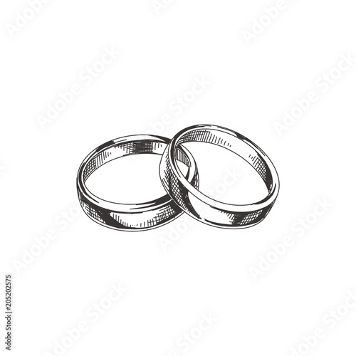 Beautiful vector hand drawn wedding rings Illustration. photo