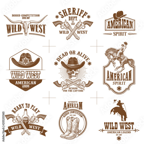 wild west logos vector collection