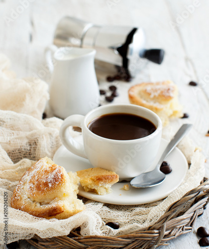 Italian coffee set for breakfast photo