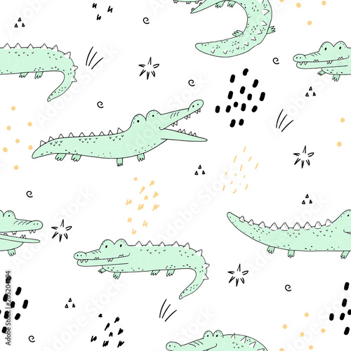 Tapety ręcznie rysowane śmieszne krokodyle