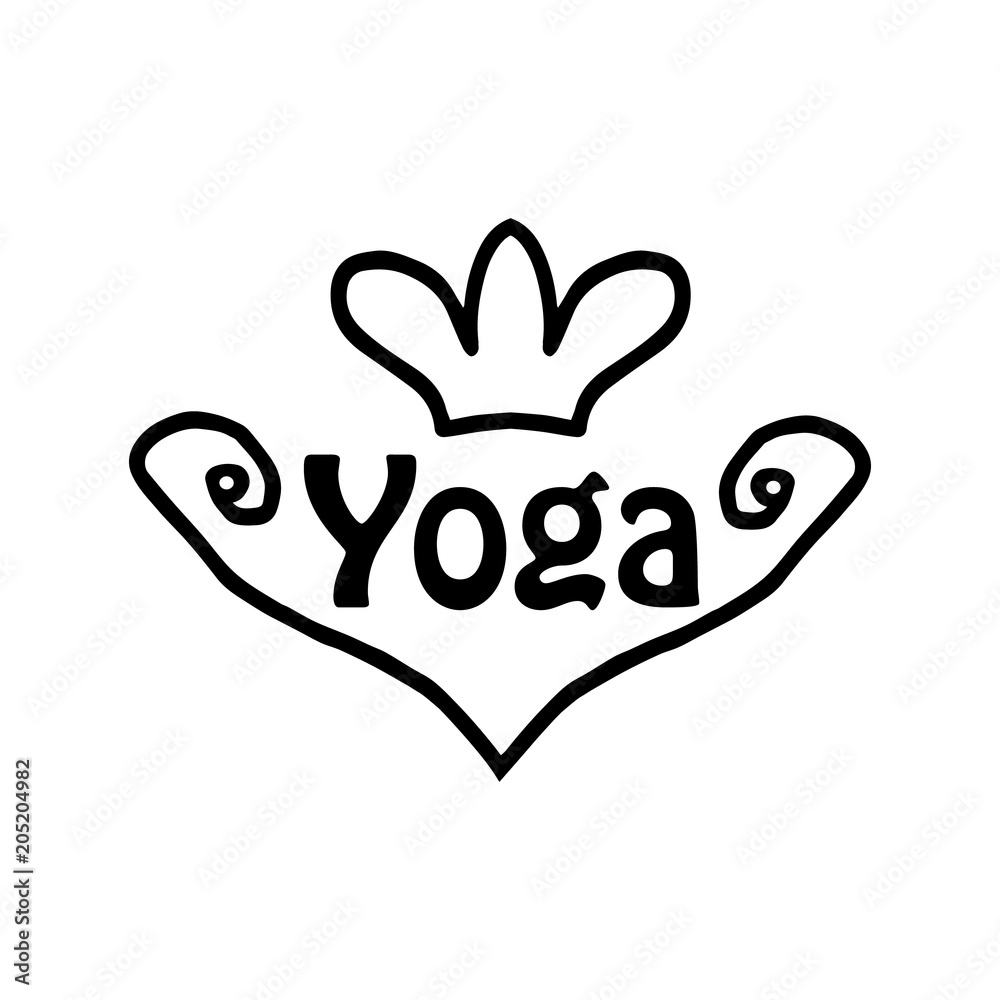 Obraz premium World Yoga Day. Doodle. Hand draw. Vector illustration on isolated background.