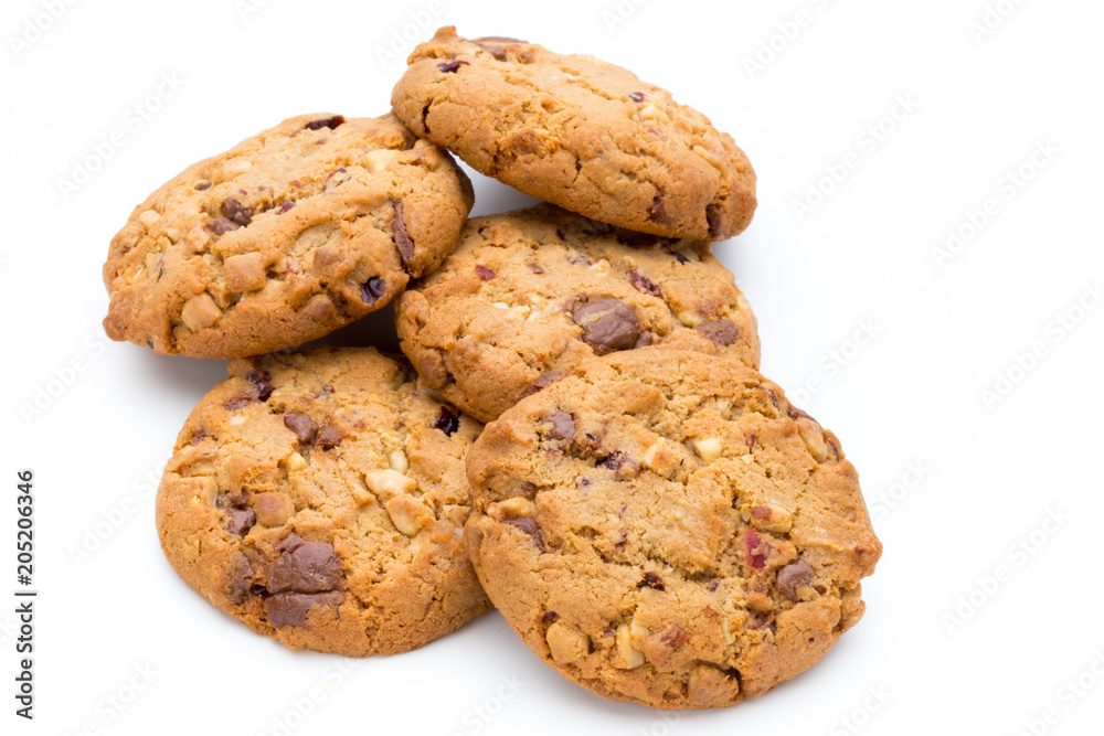 Chocolate chip cookie isolated on white background. Chocolate chip cookie isolated on white background.