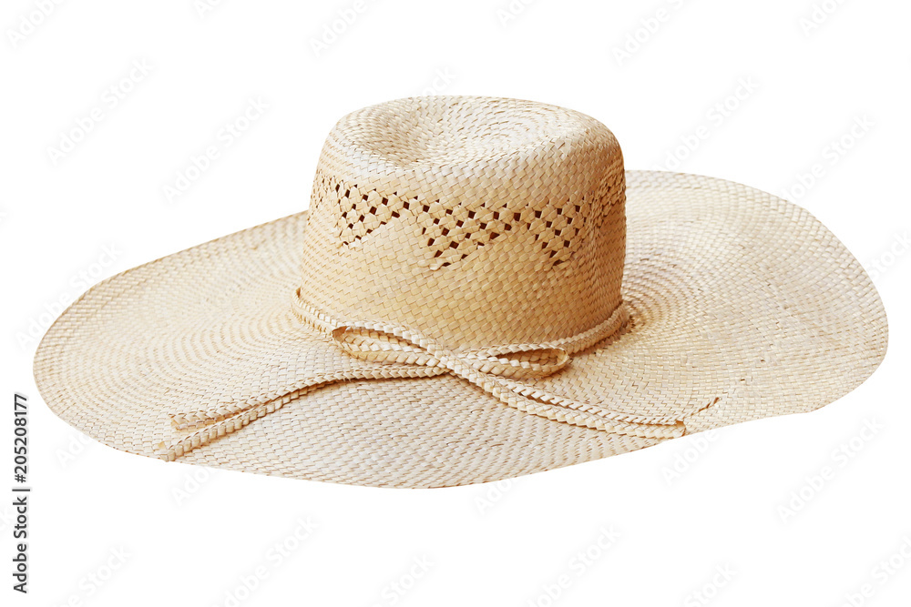 Brown hat isolated,made from dried coconut leaves ,handmade isolated on white background Brown hat isolated,made from dried coconut leaves ,handmade isolated on white background