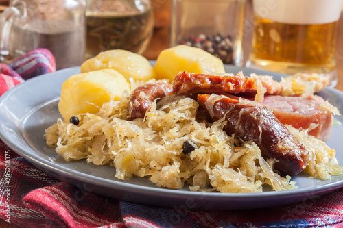 Choucroute garnie. Alsatian sauerkraut photo