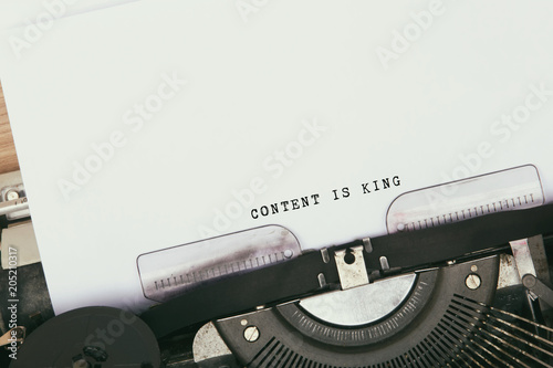 Content is king typed on vintage typewriter