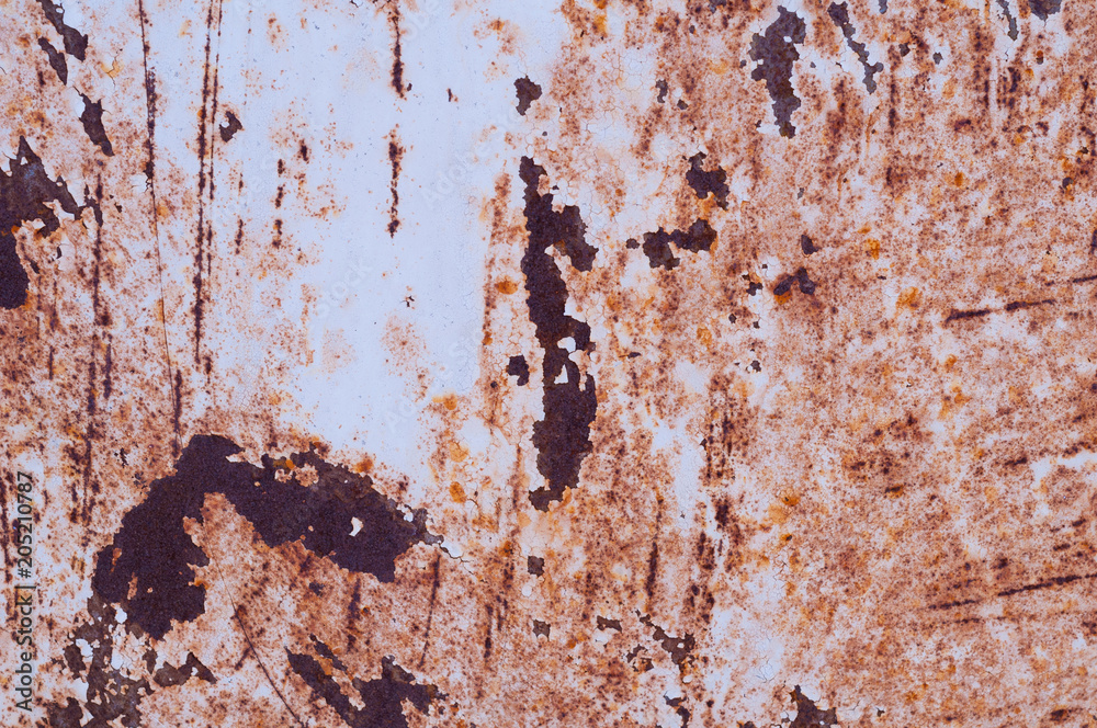Fototapeta premium Old rusty damaged and weathered metal surface. Background