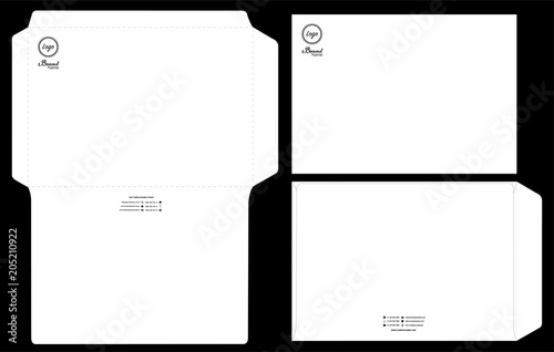 paper envelope dieline mockup template vector eps10