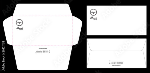 paper envelope dieline mockup template vector eps10