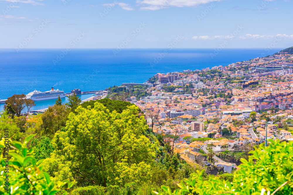 Aerial view of Funchal, capital of Madeira, Portugal