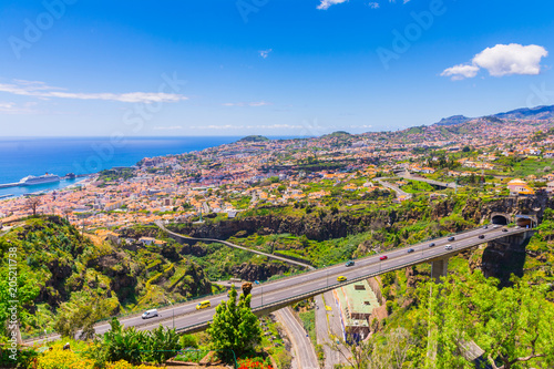 Fototapeta Naklejka Na Ścianę i Meble -  Aerial view of Funchal, capital of Madeira, Portugal