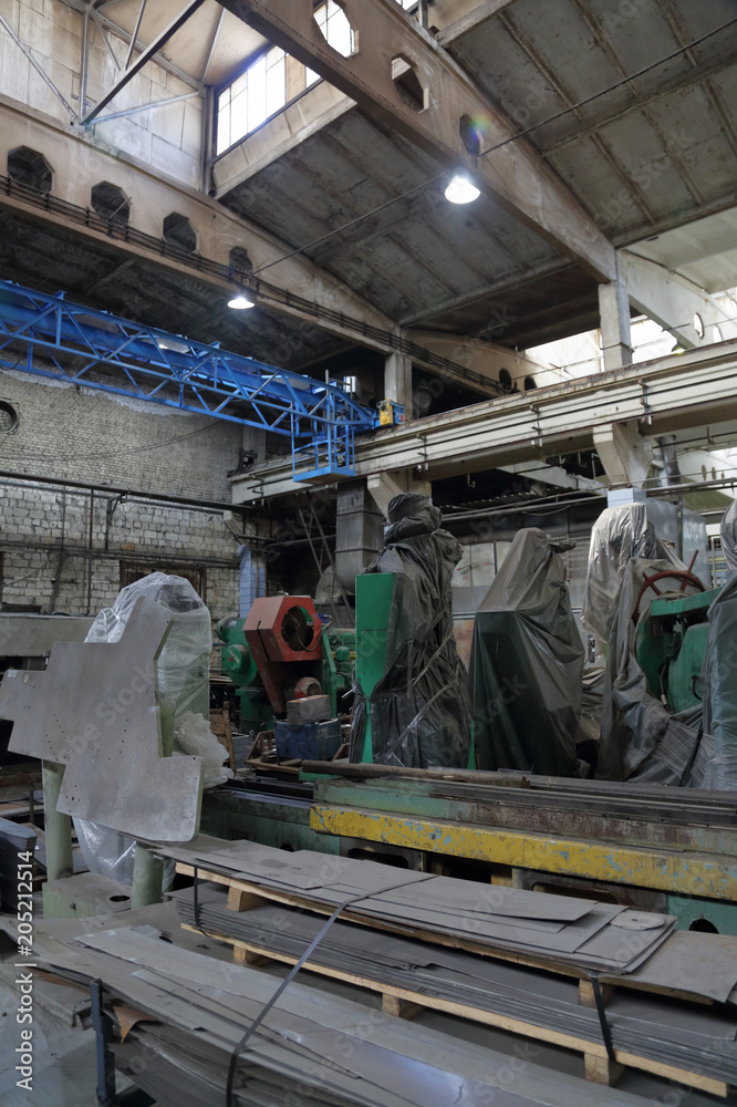 Large metalworking and tool-handling shop at the manufacturing plant
