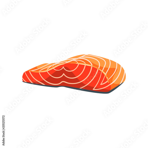 Filet of salmon red fish, seafood product vector Illustration on a white background