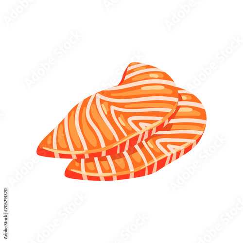 Salmon sashimi, seafood product vector Illustration on a white background