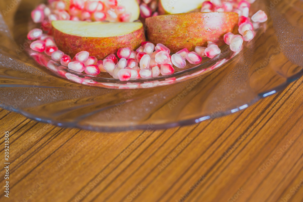 Fresh Apple Slices and Pomegranate Seeds Fresh Apple Slices and Pomegranate Seeds