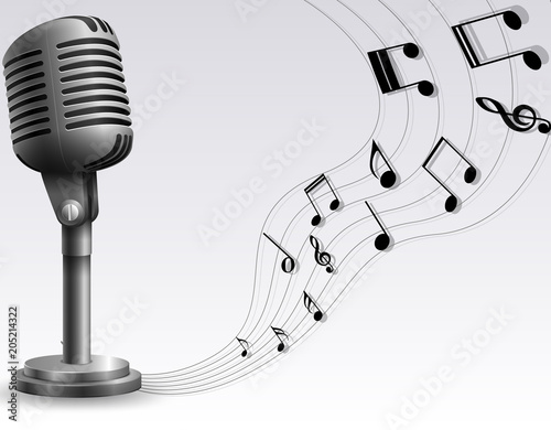 microphone with music note . vector illustration