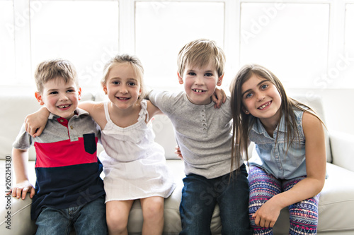 Group Of Young Friends Together on the sofa