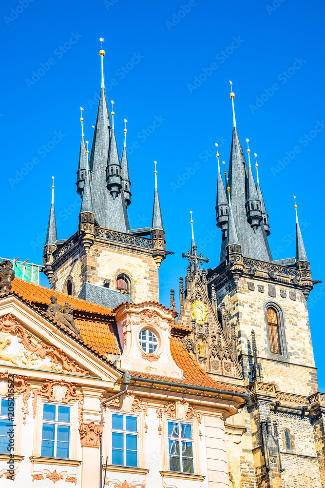 Church of Our Lady before Tyn at old town square in Prague, Czech Republic