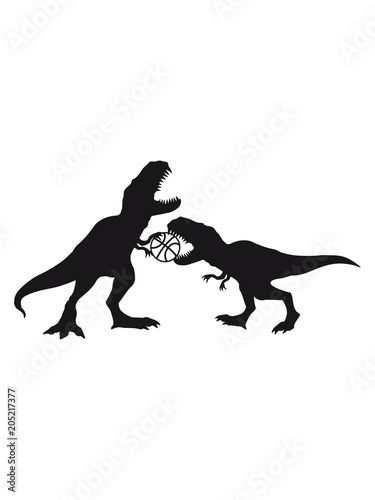 werfen angreifen basketball spielen sport team silhouette schwarz umriss t-rex brüllen tyranosaurus rex fressen dino dinosaurier saurier clipart comic cartoon design
