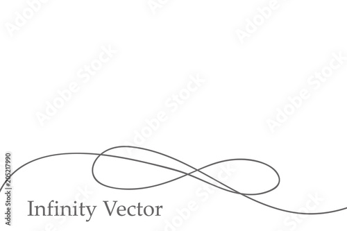 Infinity in solid lines of drawing. Continuous black line. Work flat design. The symbol of infinity of motion