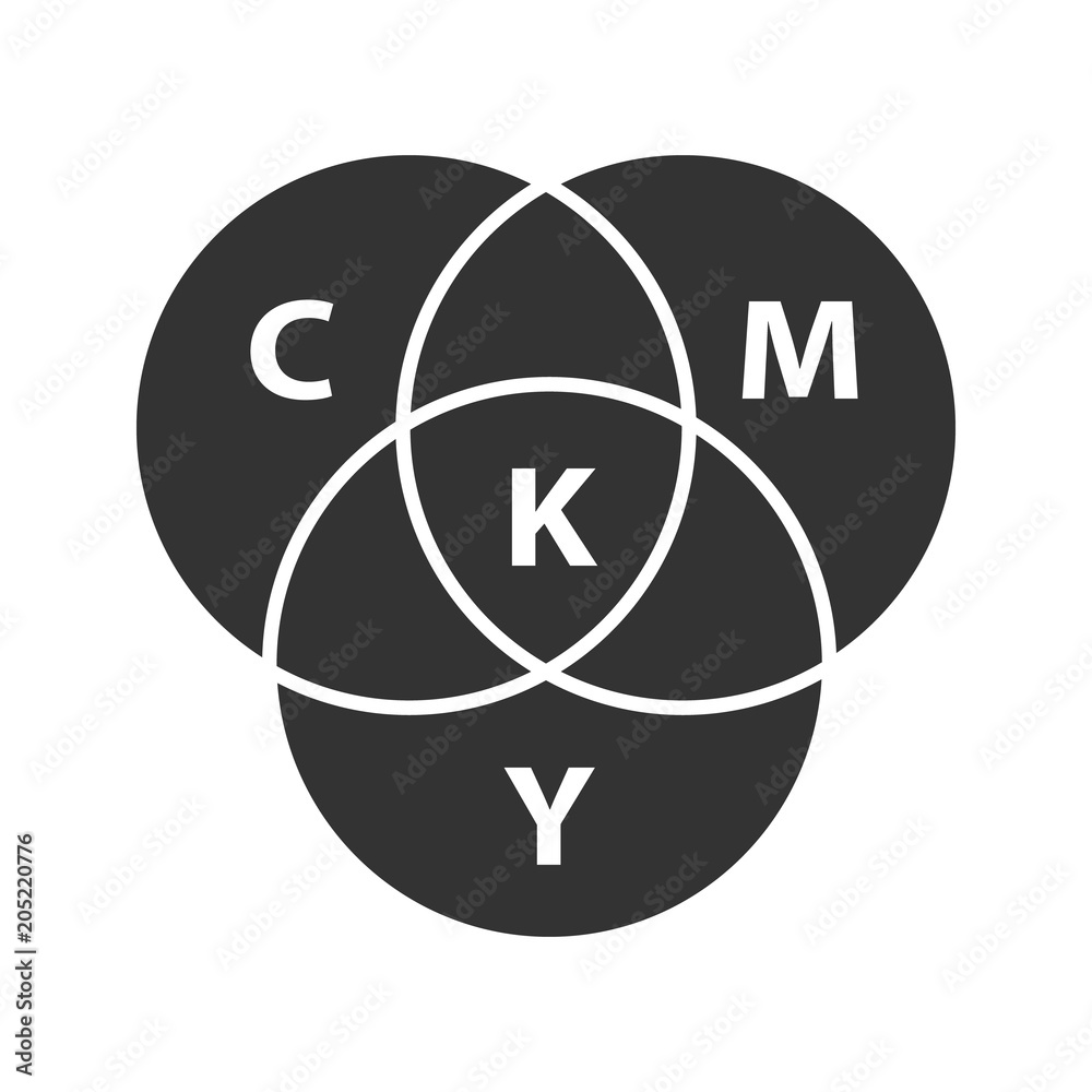 CMYK color circle model glyph icon CMYK color circle model glyph icon
