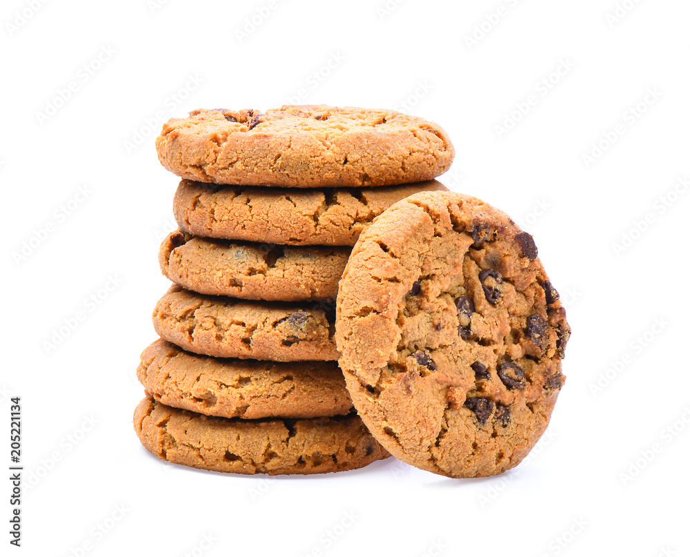 chocolate chips cookies on white background chocolate chips cookies on white background