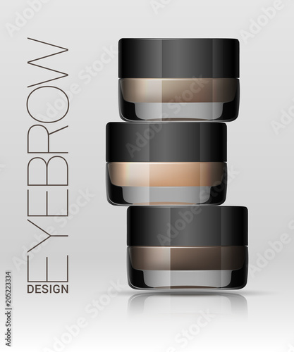 Set of coloring gel for eyebrows. Eyebrows makeup product. Vector
