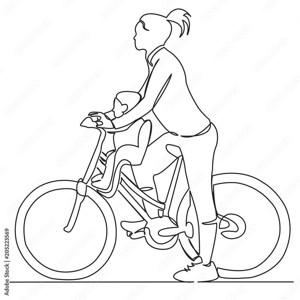 Fototapeta mama z dzieckiem na rowerze