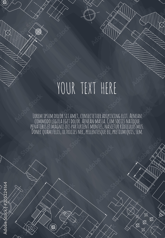 Mechanical Engineering drawing. Engineering Drawing Background. Vector