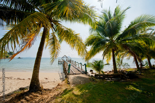 A wooden pier on the island of Koh Chang  Thailand.