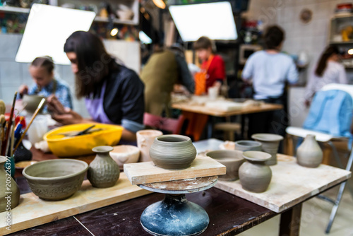 Children at pottery workshop