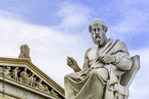 Statue of ancient Greek philosopher Plato in Athens. © Stefanos Kyriazis