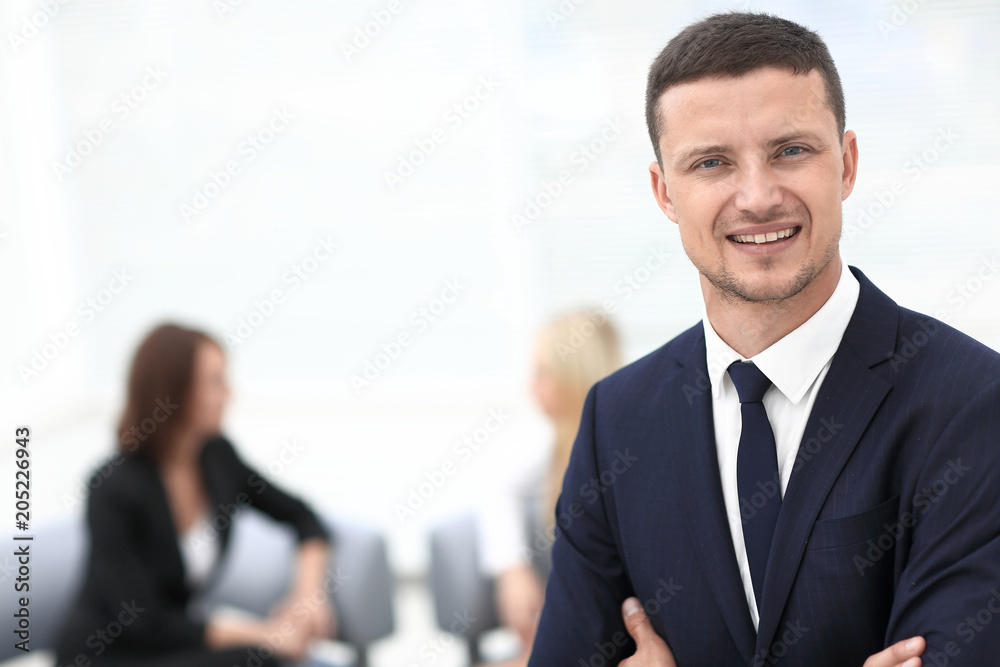 successful businessman on blurred background office successful businessman on blurred background office