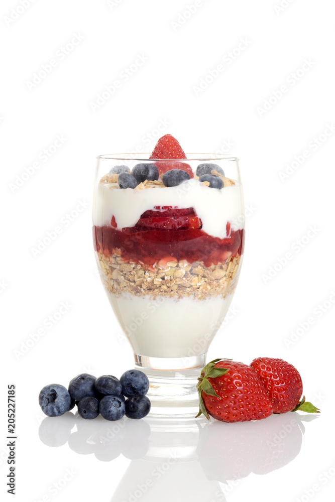strawberry and blueberry parfait with berries strawberry and blueberry parfait with berries