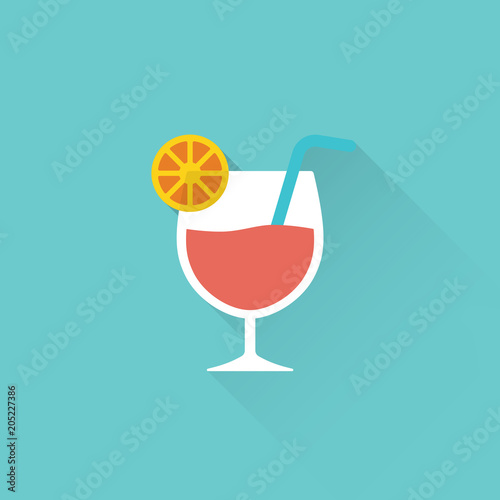 flat cocktail icon on blue background