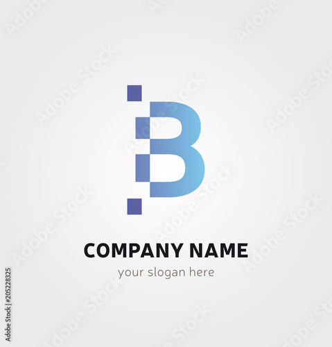 Logo Lettre b Icone Marque - Point Carrés Pixels en bleu