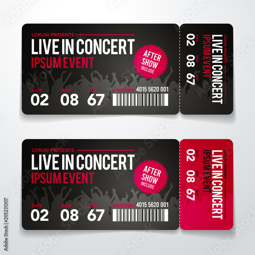 vector illustration rock party festival ticket design template with cool grunge effects and place for text