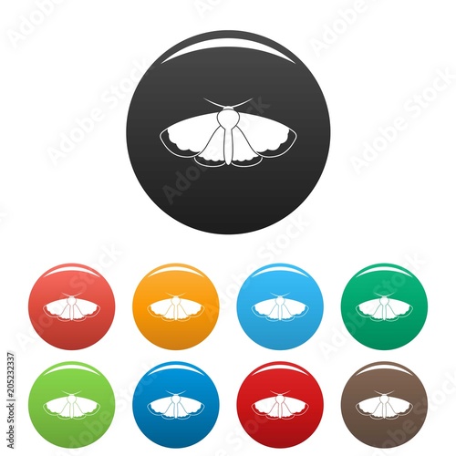 Moth icon. Simple illustration of moth vector icons set color isolated on white